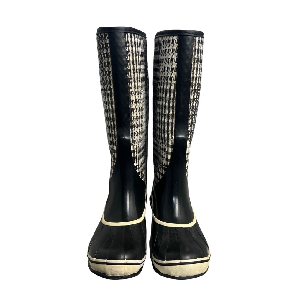 Sorel Sorellington Houndstooth Waterproof Tall Knee High Rain Boots Size 6